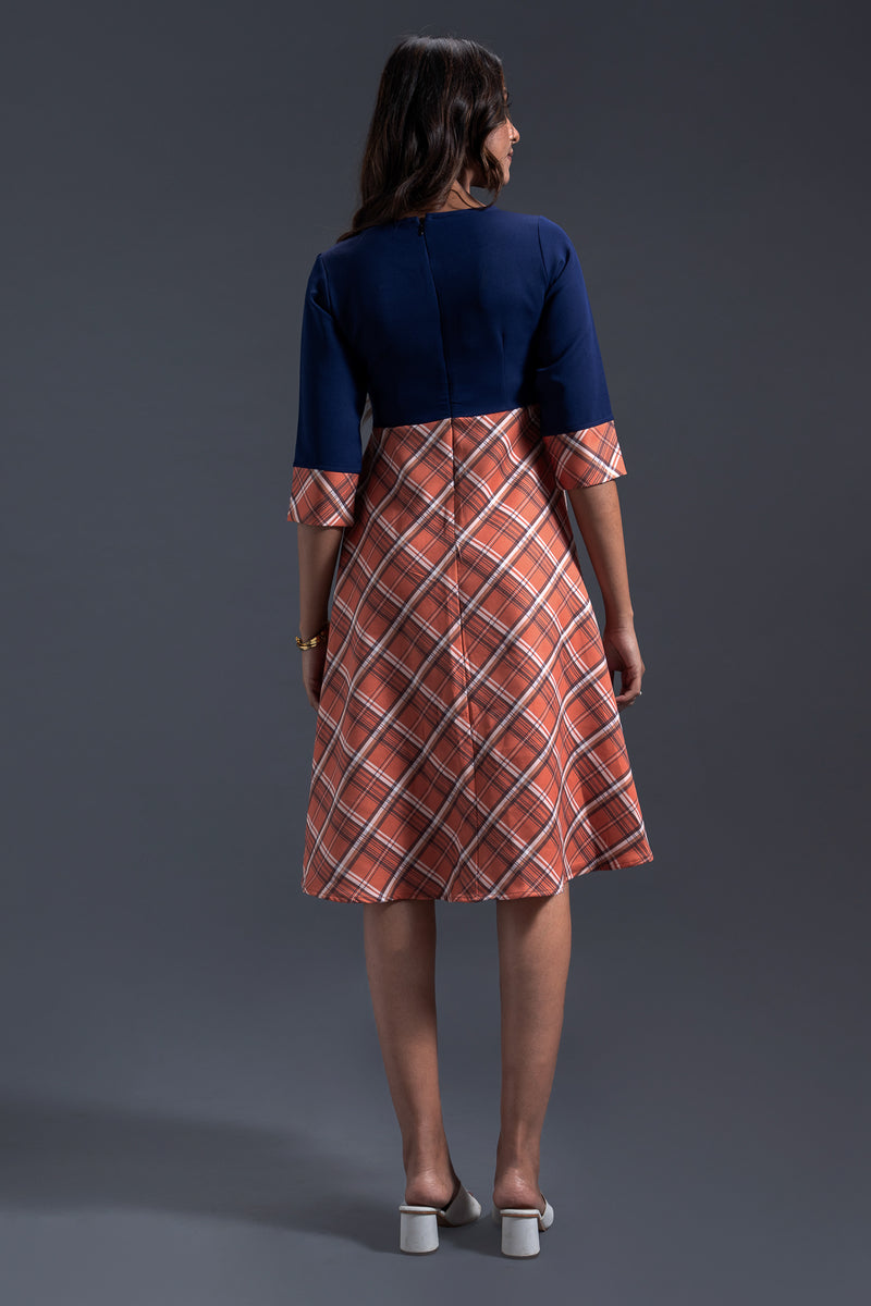 Load image into Gallery viewer, Printed Flare Skirt Dress #color_Ink Blue
