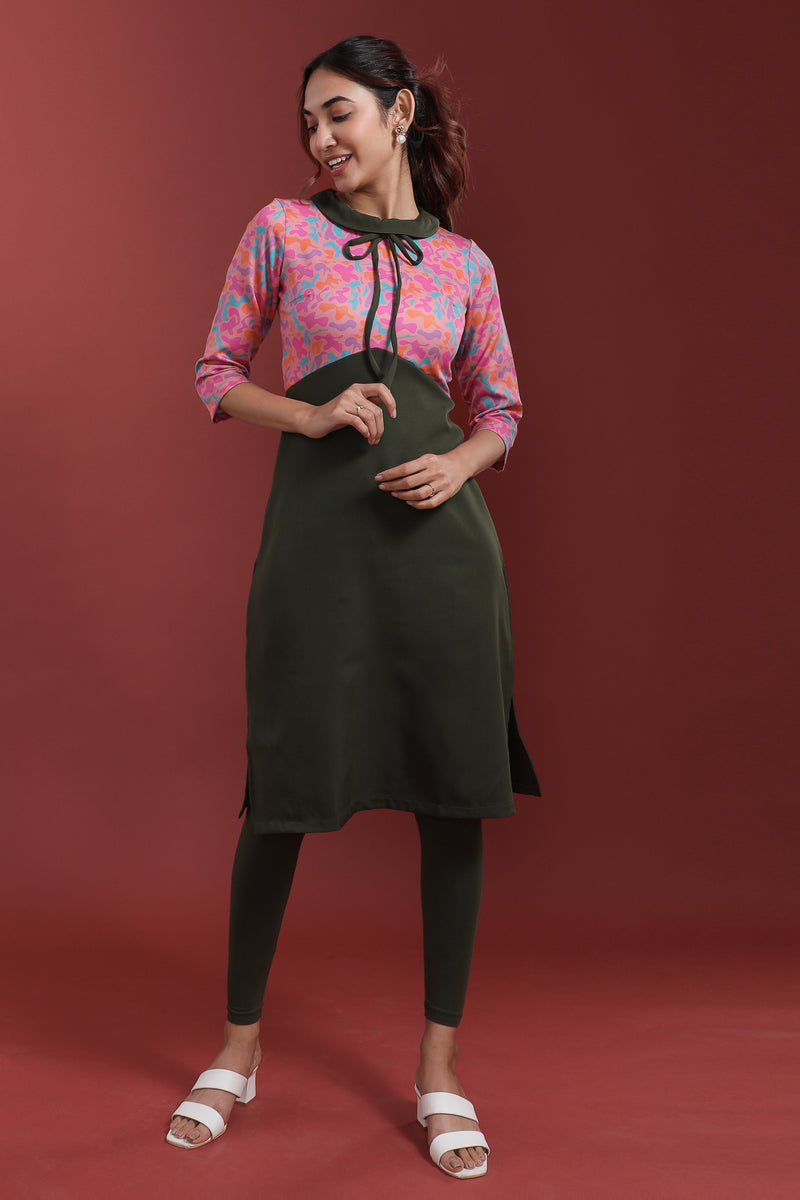 Load image into Gallery viewer, Peter Pan Collar Kurti with Bow
