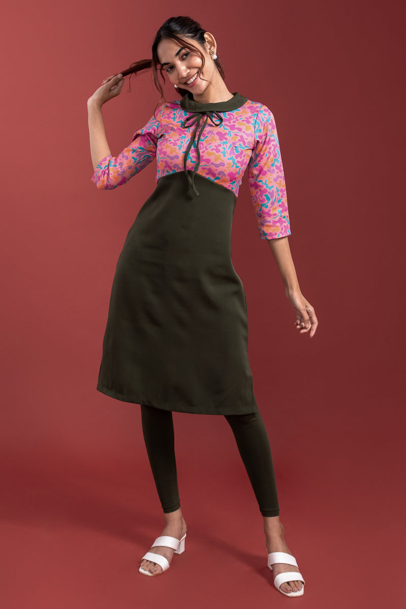 Load image into Gallery viewer, Peter Pan Collar Kurti with Bow
