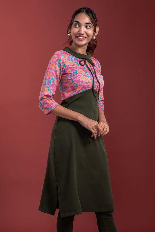 Peter Pan Collar Kurti with Bow