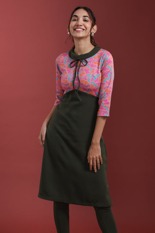 Peter Pan Collar Kurti with Bow