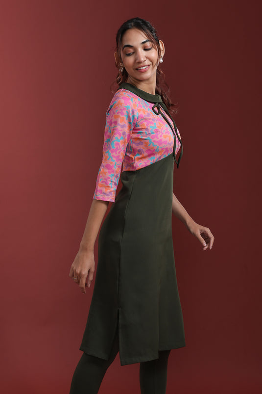 Peter Pan Collar Kurti with Bow