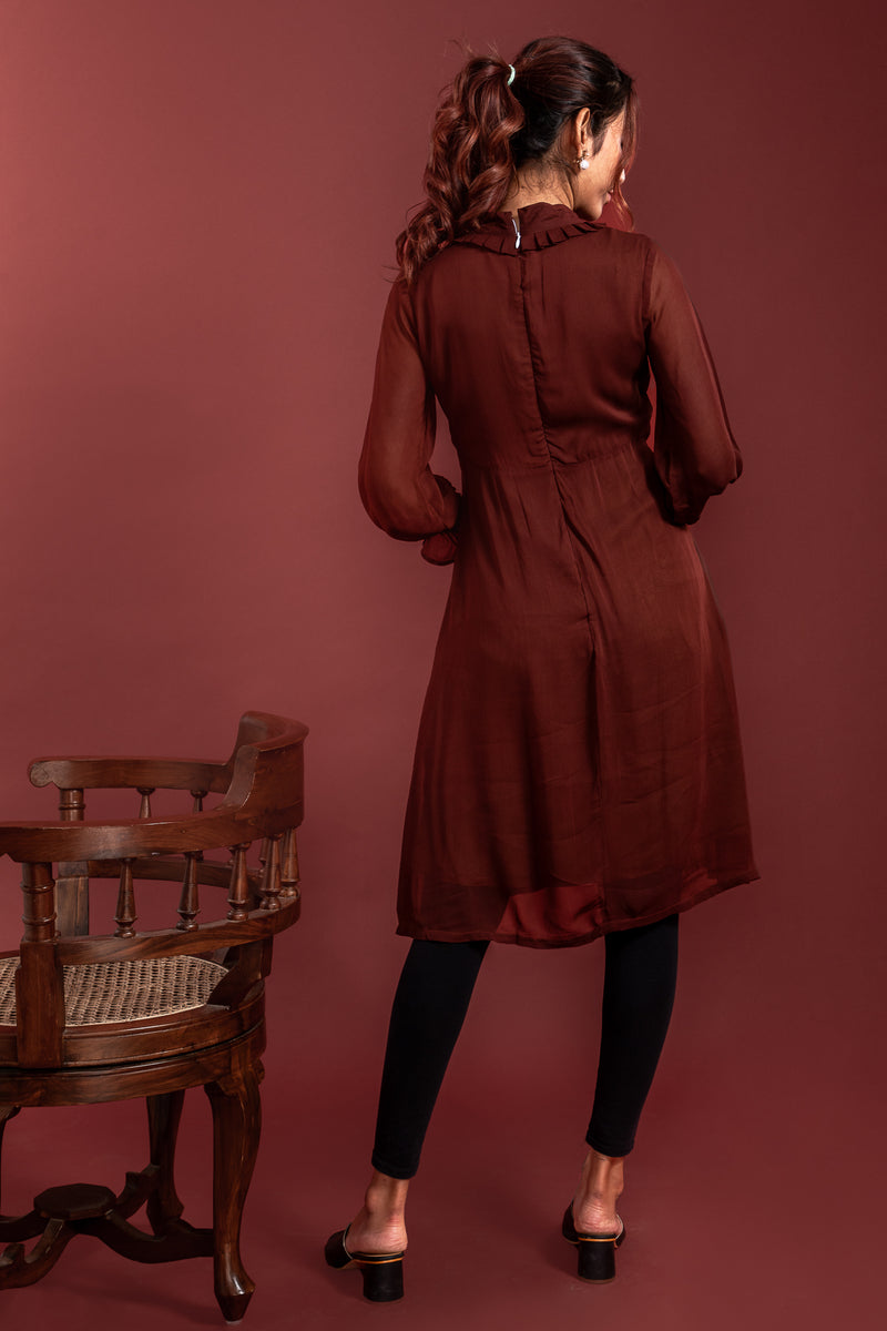 Load image into Gallery viewer, Brown Georgette Kurti #color_earth brown
