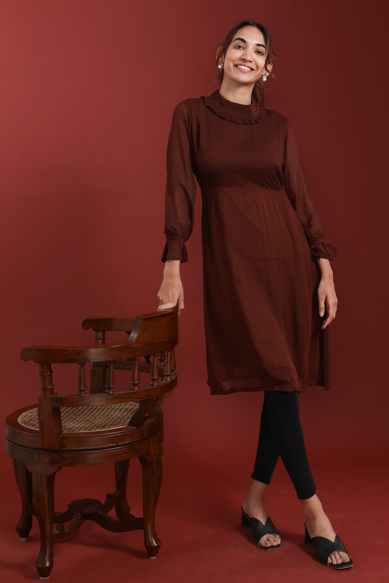 Load image into Gallery viewer, Brown Georgette Kurti #color_earth brown
