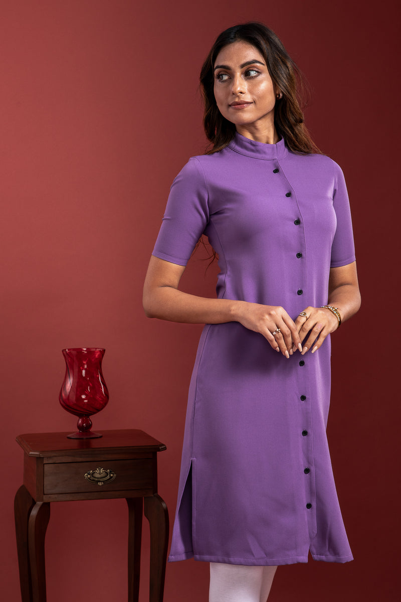 Load image into Gallery viewer, Lilac Collar Neck Kurti
