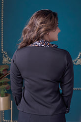 Black Scarf Drape Shirt Top