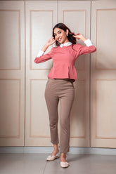 Slit Peplum Top Pink