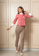 Slit Peplum Top Pink