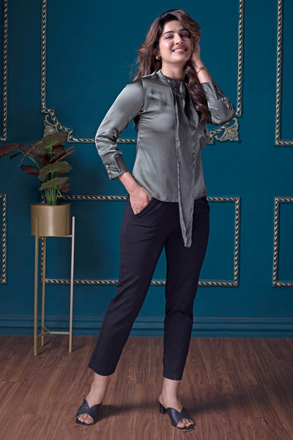 Olive Green Front Pleated Top