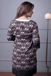 Black & Peach Elephant Print Kurti