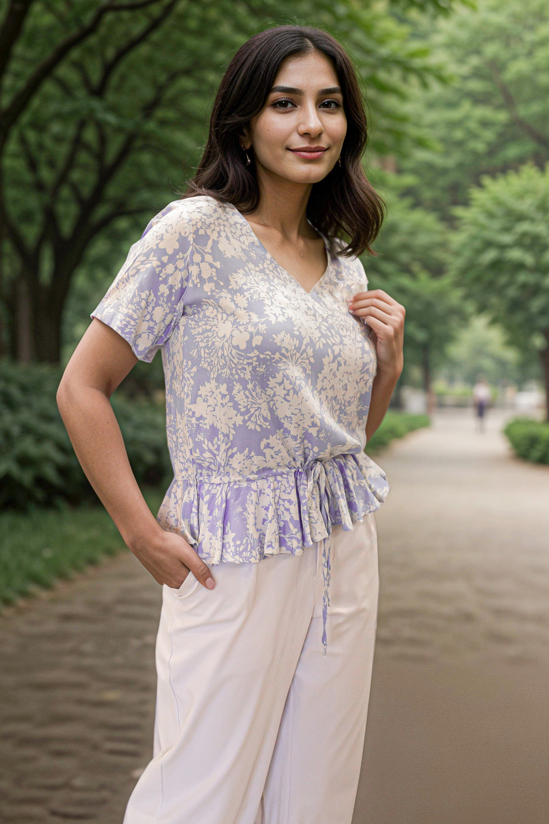 Stylish Drawstring Peplum Top for Women
