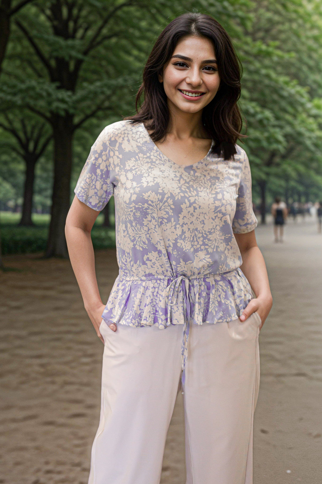 Drawstring Peplum Top | IREA Life