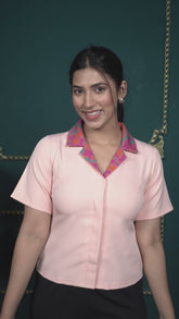 Peach Resort Collar Shirt Top