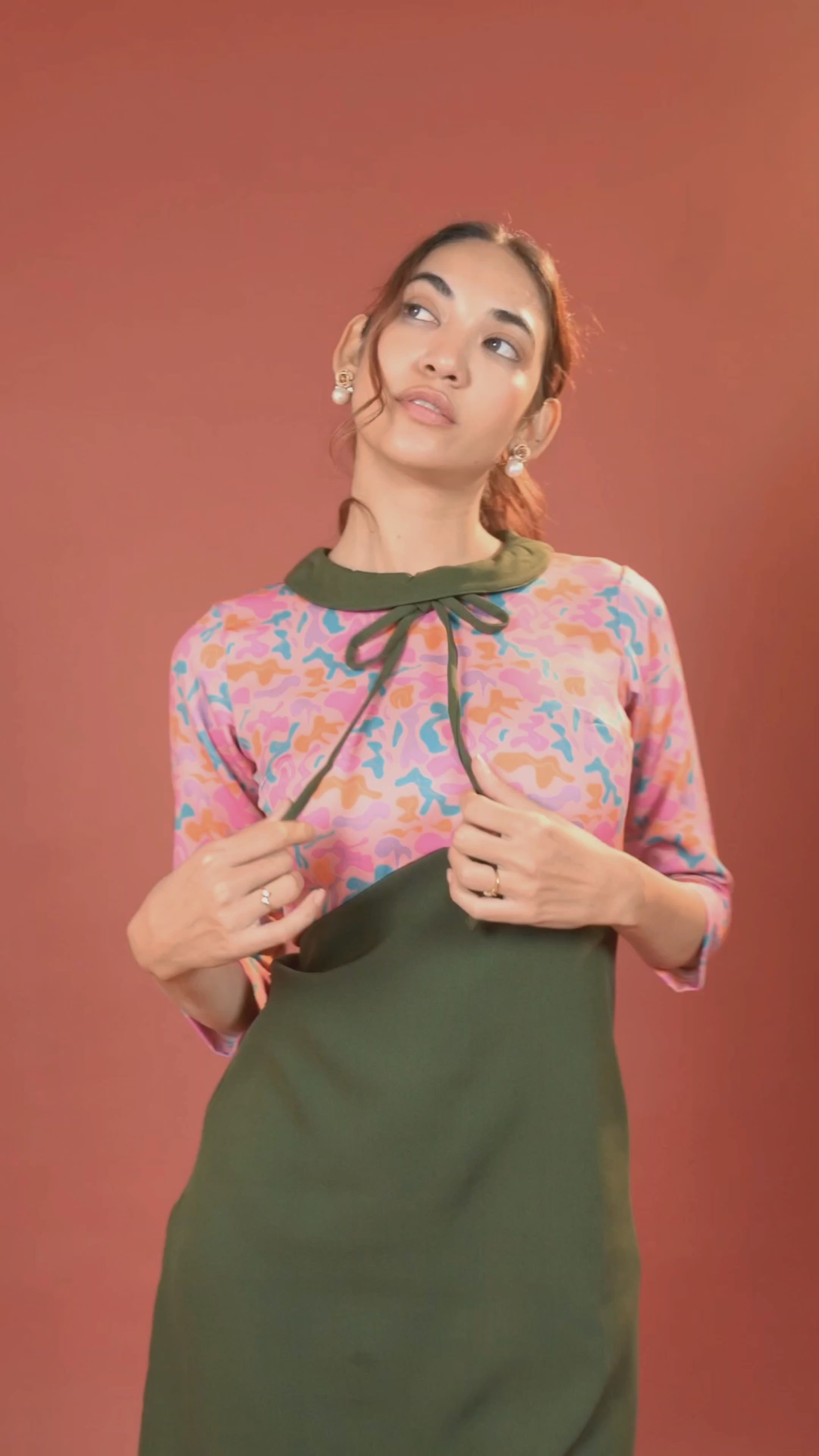 Peter Pan Collar Kurti with Bow