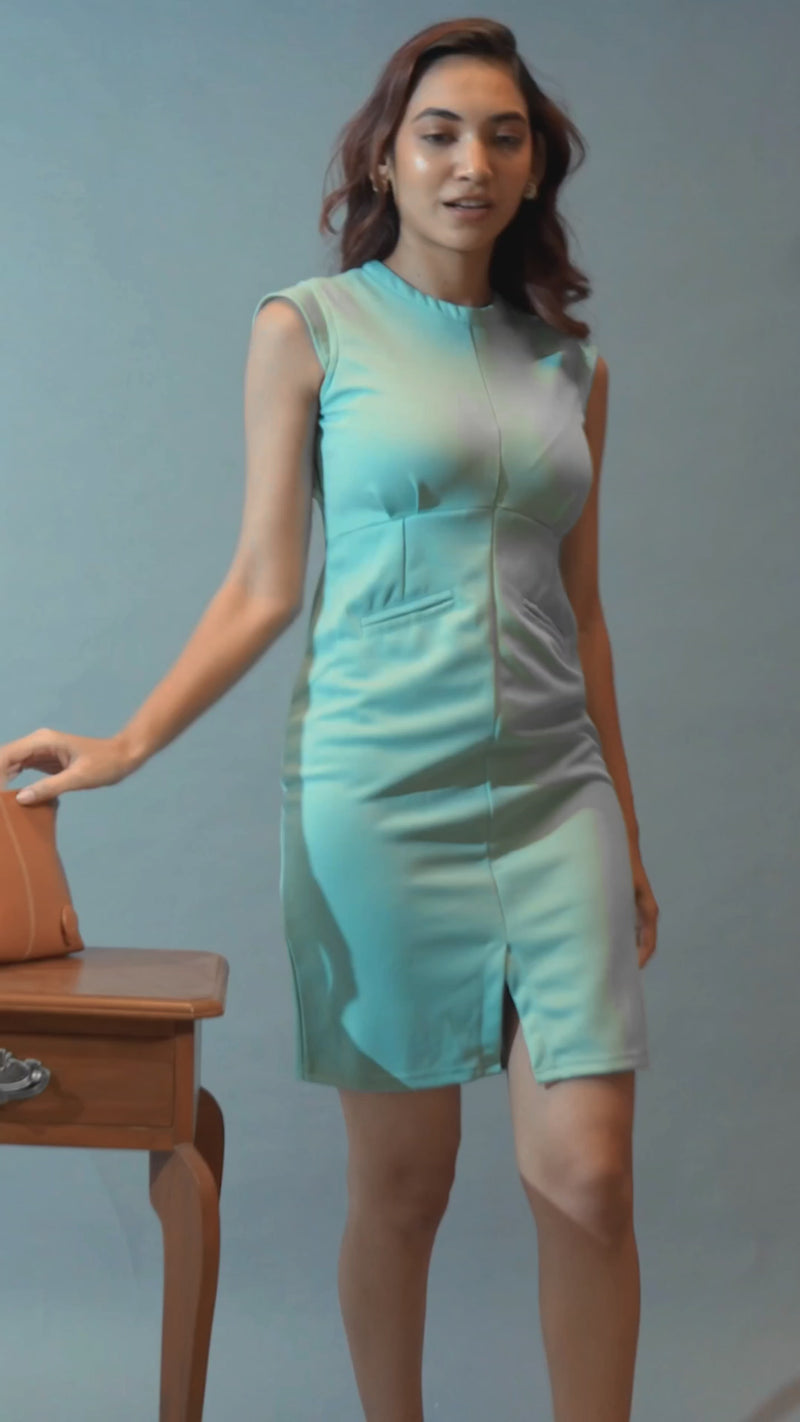 Load and play video in Gallery viewer, Green Front Slit Dress #color_Pistachio Green
